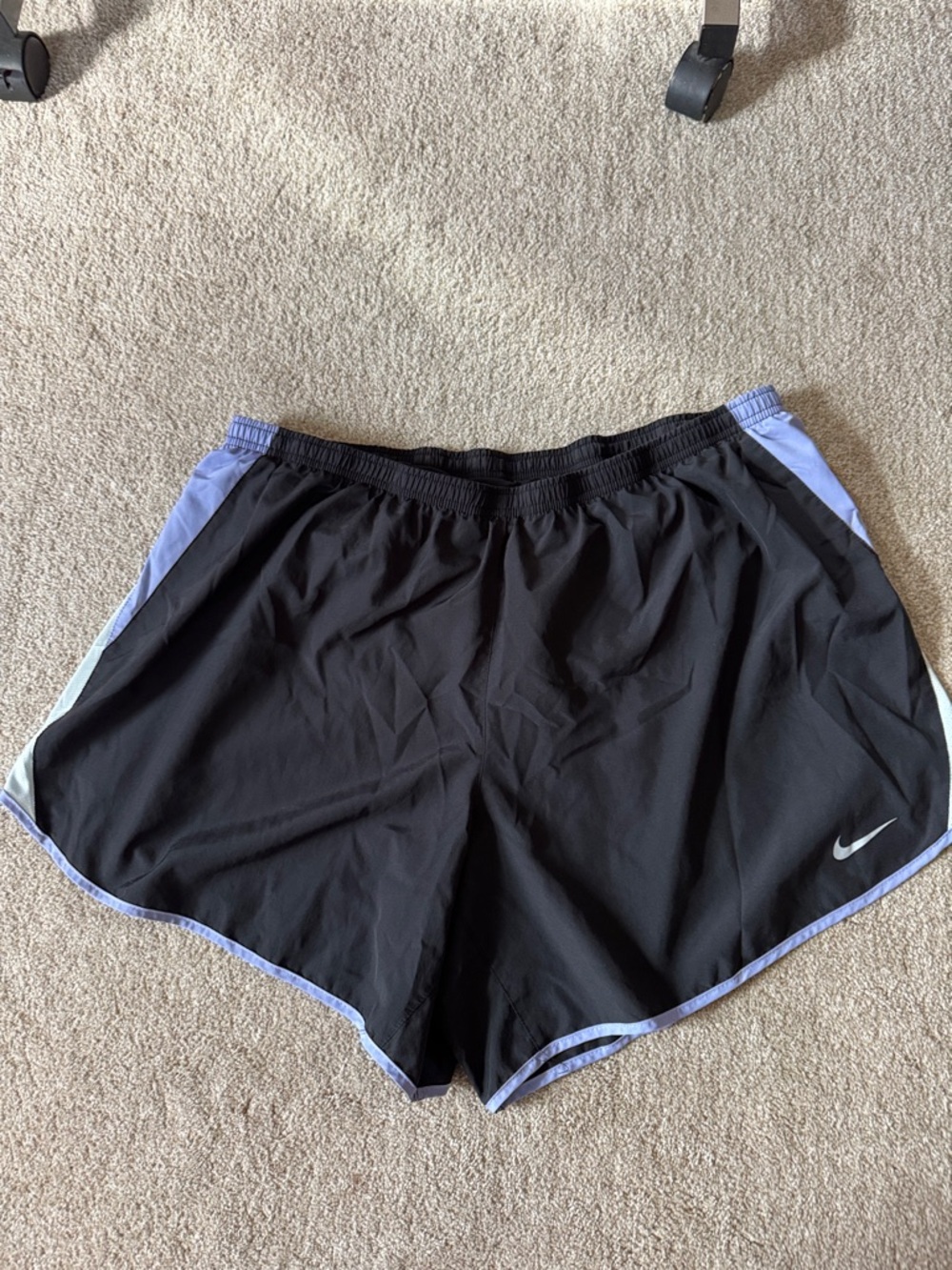 Nike Black Women’s Dri-fit Athletic Shorts with Light Purple Trim